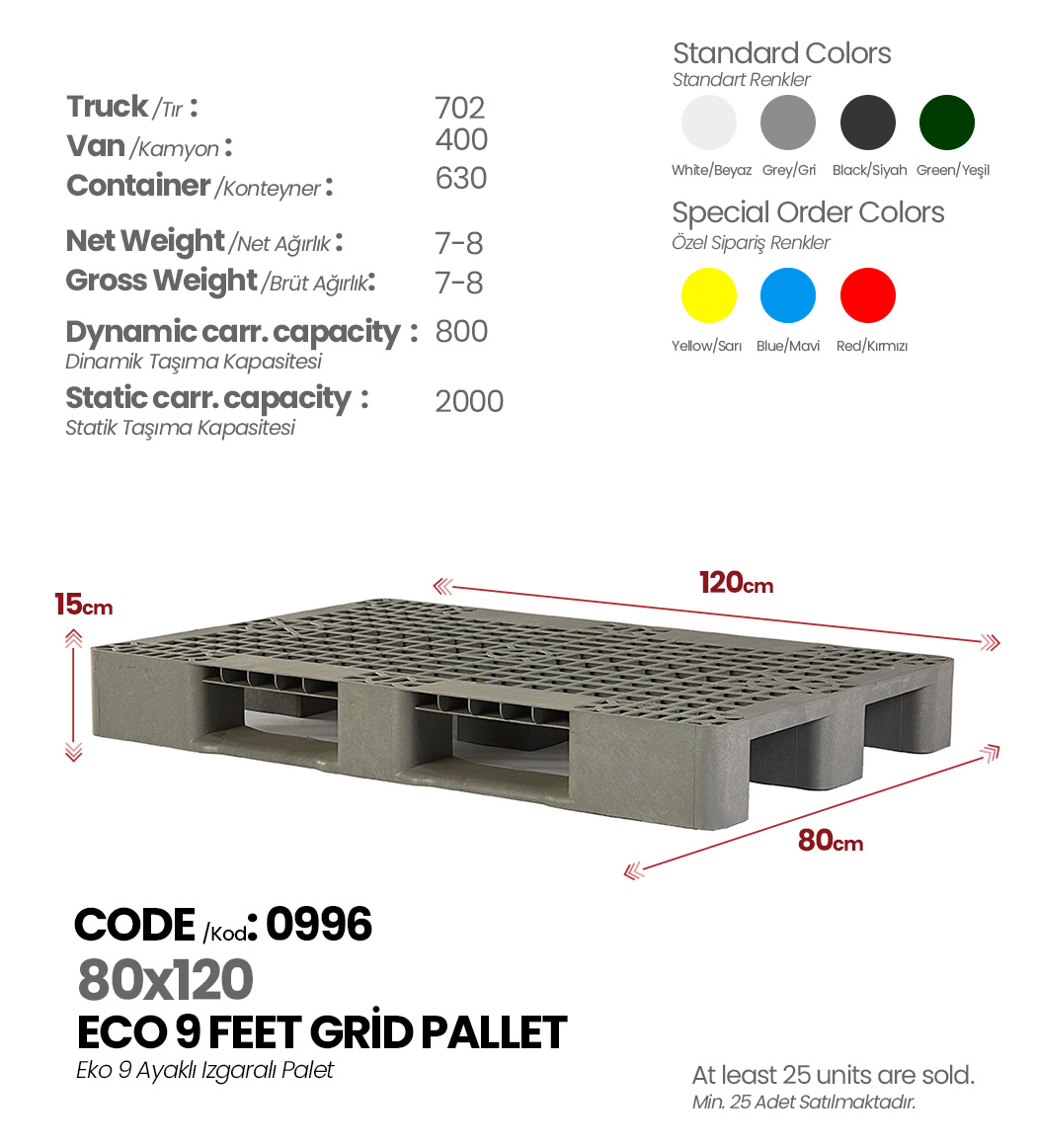 ECO 9 AYAKLI IZGARA PALET